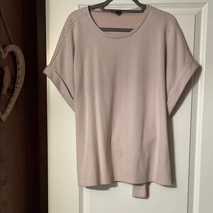 Elegant Beige Ribbed Women's Top